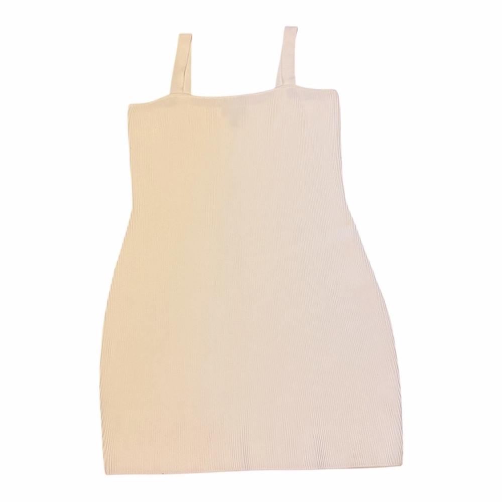 AQUA White Ribbed Tank Dress - Women